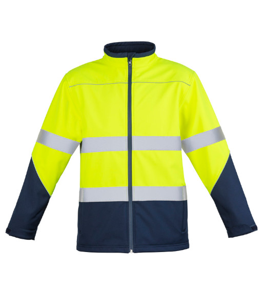 ZJ353 Syzmik Unisex Hi Vis Day/Night Softshell Jacket, Yellow/Navy, Sizes 2XS to 5XL