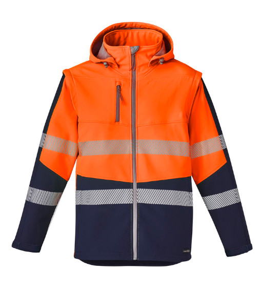 ZJ453 Syzmik Unisex Hi Vis Day/Night Streetworx 2 in 1 Stretch Softshell Jacket, Orange/Navy, Sizes 2XS to 7XL