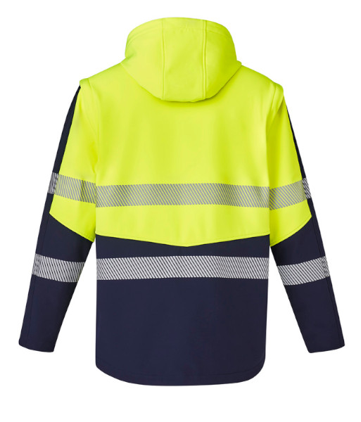 ZJ453 Syzmik Unisex Hi Vis Day/Night Streetworx 2 in 1 Stretch Softshell Jacket, Yellow/Navy, Sizes 2XS to 7XL