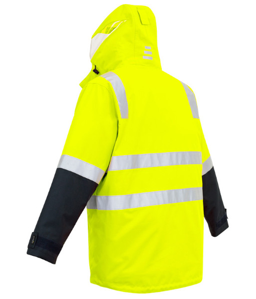 ZJ532 Syzmik Mens Hi Vis Day/Night 4 in 1 Waterproof Jacket, Yellow/Navy, Sizes 2XS to 7XL