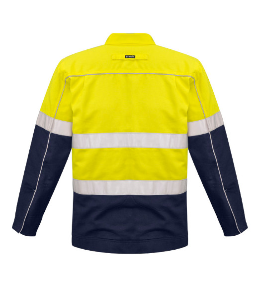 ZJ590 Syzmik Mens Hi Vis Day/Night Cotton Drill Jacket, Yellow/Navy, Sizes 2XS to 7XL