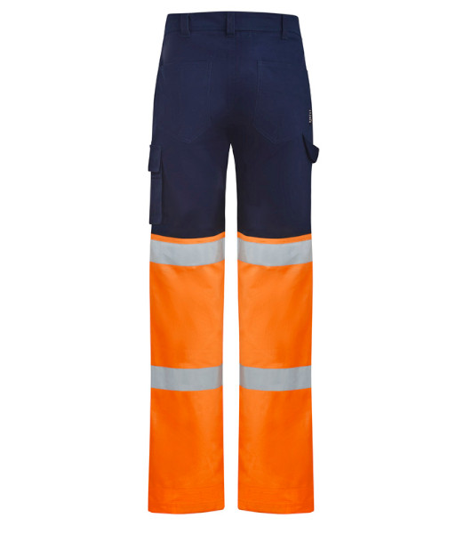 ZP980 Syzmik Mens Bio Motion Hi Vis Taped Pant, Orange/Navy, Sizes 72 to 132
