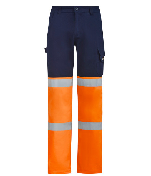 ZP980 Syzmik Mens Bio Motion Hi Vis Taped Pant, Orange/Navy, Sizes 72 to 132