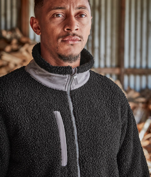 ZT285 Syzmik Unisex Streetworx Full Zip Sherpa Fleece, Black, Sizes 2XS to 7XL