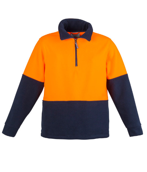 ZT460 Syzmik Unisex Hi Vis Day Only 1/2 Zip Polar Fleece Pullover, Orange/Navy, Sizes 2XS to 7XL