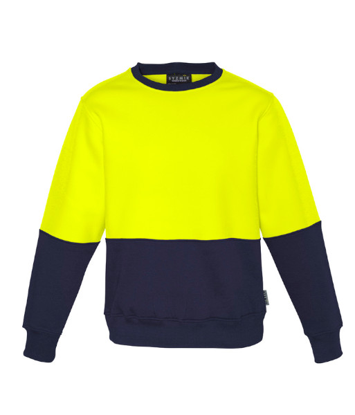 ZT475 Syzmik Unisex Hi Vis Day Only Crew Sweatshirt, Yellow/Navy, Sizes 2XS to 7XL