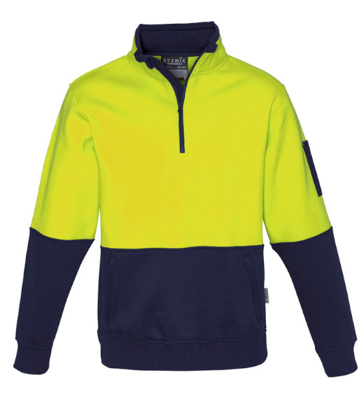 ZT476 Syzmik Unisex Hi Vis Day Only 1/2 Zip Pullover, Yellow/Navy, Sizes 2XS to 7XL
