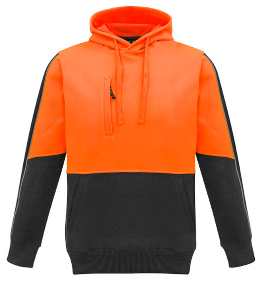 ZT484 Syzmik Unisex Hi Vis Day Only Pullover Hoodie, Orange/Charcoal, Sizes 2XS to 7XL