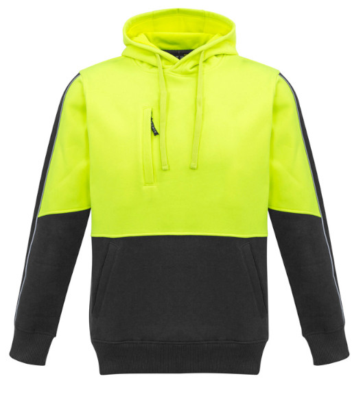 ZT484 Syzmik Unisex Hi Vis Day Only Pullover Hoodie, Yellow/Charcoal, Sizes 2XS to 7XL