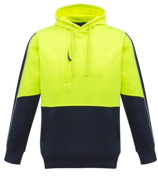ZT484 Syzmik Unisex Hi Vis Day Only Pullover Hoodie, Yellow/Navy, Sizes 2XS to 7XL