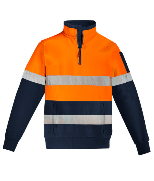 ZT567 Syzmik Unisex Hi Vis Day/Night 1/4 Zip Pullover Hoop Taped, Orange/Navy, Sizes 2XS to 7XL