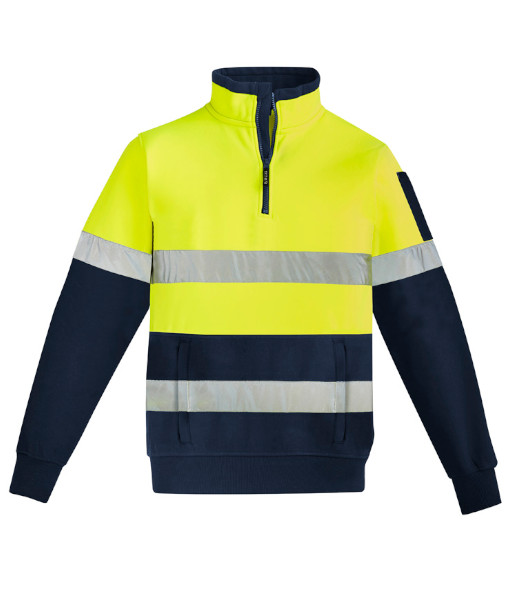 ZT567 Syzmik Unisex Hi Vis Day/Night 1/4 Zip Pullover Hoop Taped, Yellow/Navy, Sizes 2XS to 7XL