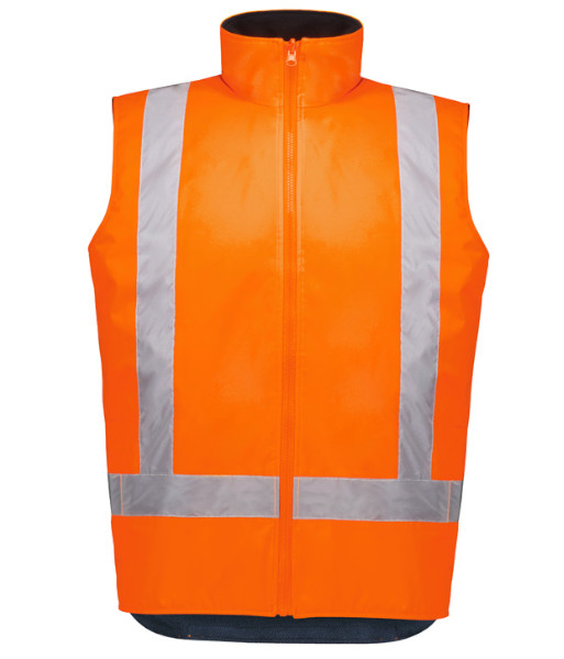 ZV228 Syzmik Unisex Hi Vis Day/Night Waterproof Reversible Vest, Orange, Sizes 2XS to 7XL