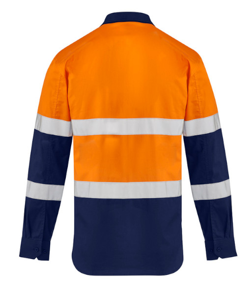 ZW520 Syzmik Mens Hi Vis Day/Night Lightweight Bio Motion Long Sleeve Shirt, Orange/Navy, Sizes 2XS to 7XL