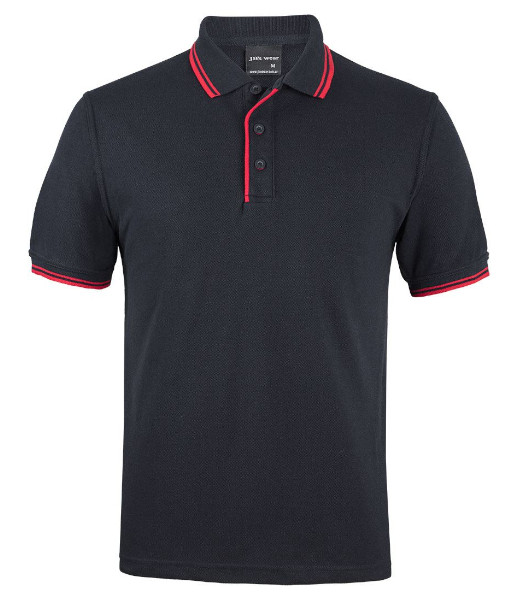 2CP JB’s Contrast Polo, Black/Red, Sizes 3XS to 5XL