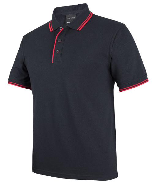 2CP JB’s Contrast Polo, Black/Red, Sizes 3XS to 5XL