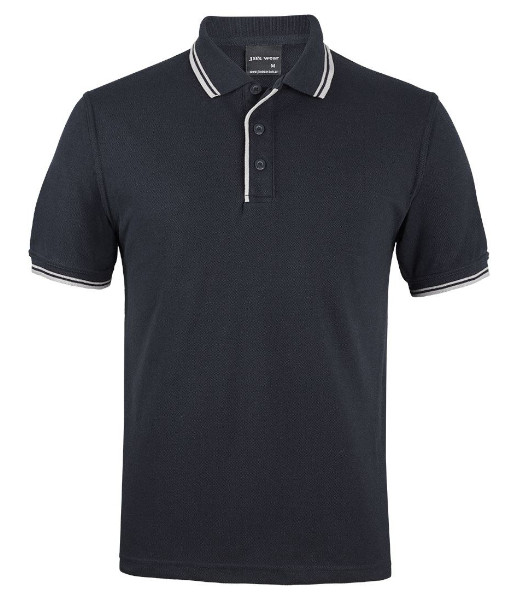 2CP JB’s Contrast Polo, Black/White, Sizes 3XS to 5XL