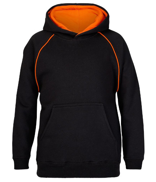 3CFH JB’s Kids Contrast Fleecy Hoodie, Black/Orange, Sizes 4 to 14