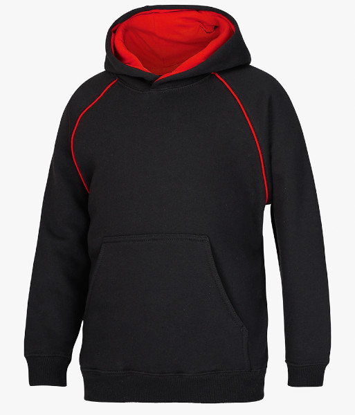 3CFH JB’s Kids Contrast Fleecy Hoodie, Black/Red, Sizes 4 to 14