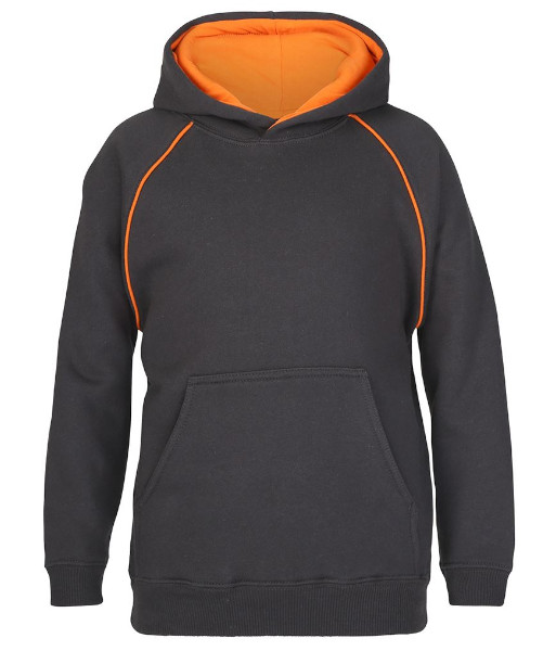 3CFH JB’s Kids Contrast Fleecy Hoodie, Gunmetal/Orange, Sizes 4 to 14