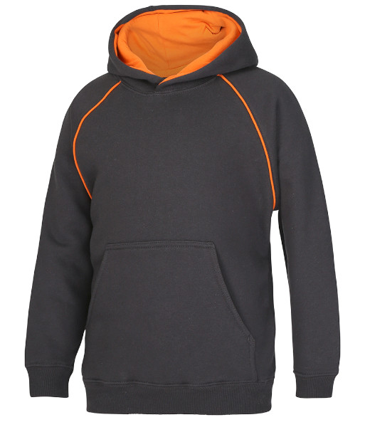 3CFH JB’s Kids Contrast Fleecy Hoodie, Gunmetal/Orange, Sizes 4 to 14