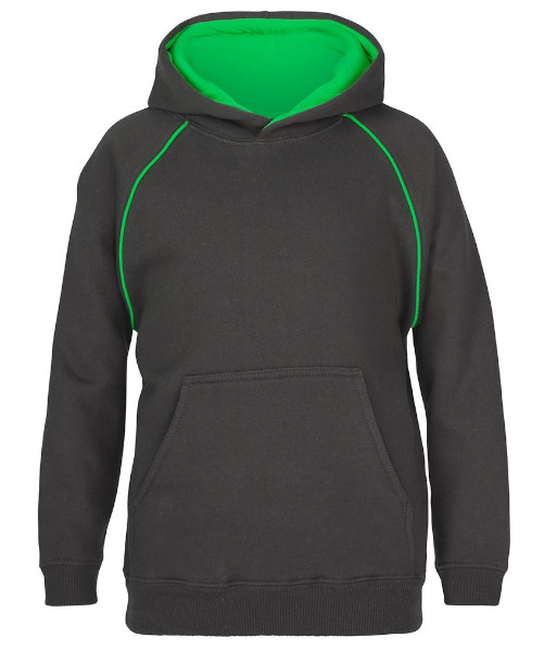 3CFH JB’s Kids Contrast Fleecy Hoodie, Gunmetal/Pea Green, Sizes 4 to 14