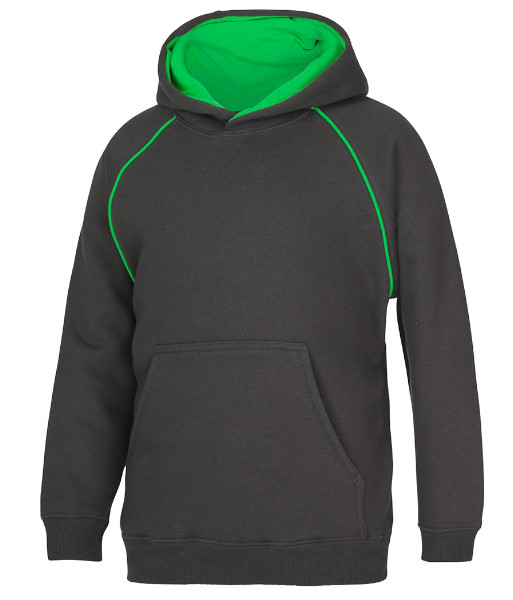3CFH JB’s Kids Contrast Fleecy Hoodie, Gunmetal/Pea Green, Sizes 4 to 14