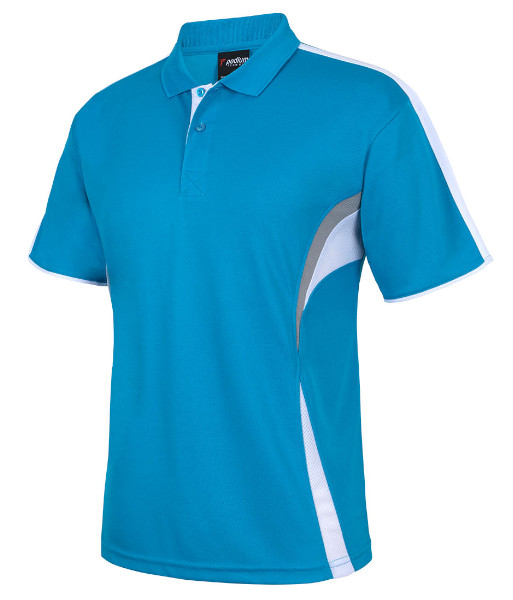 7COP JB’s Podium Cool Polo, Aqua/White/Grey, Sizes 3XS to 5XL