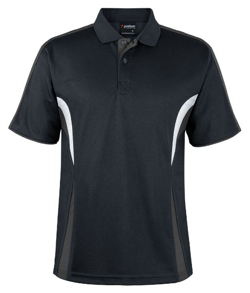 7COP JB’s Podium Cool Polo, Black/Charcoal/White, Sizes 3XS to 5XL