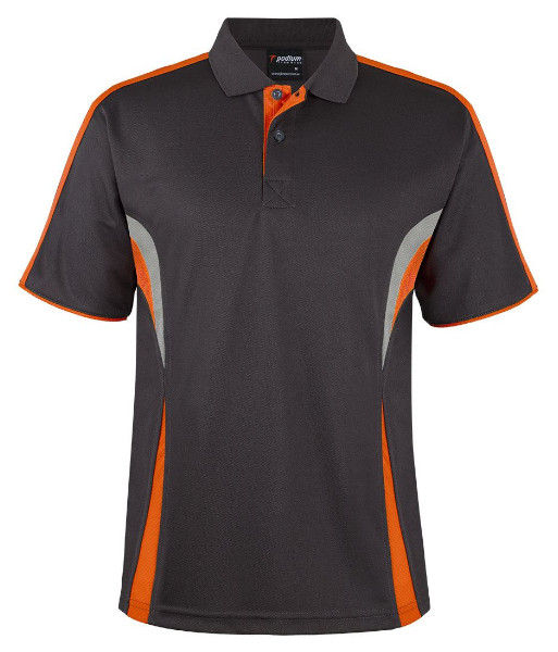 7COP JB’s Podium Cool Polo, Gunmetal/Orange/Grey, Sizes 3XS to 5XL