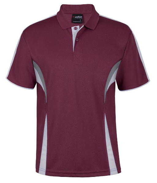 7COP JB’s Podium Cool Polo, Maroon/White/Grey, Sizes 3XS to 5XL