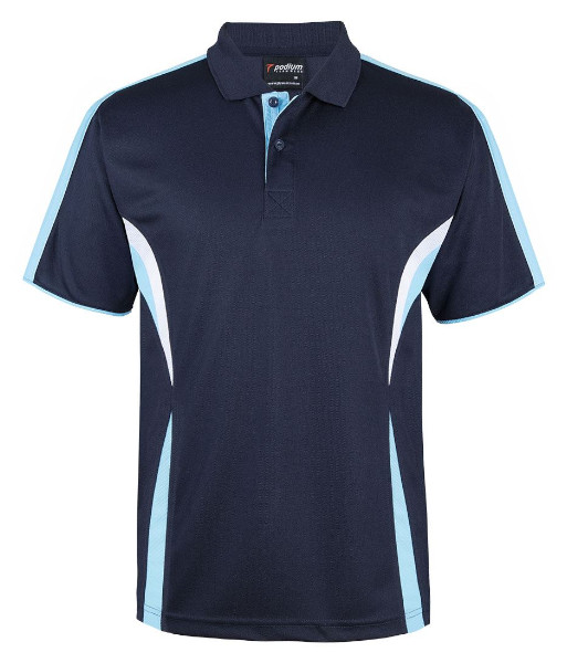 7COP JB’s Podium Cool Polo, Navy/Light Blue/White, Sizes 3XS to 5XL