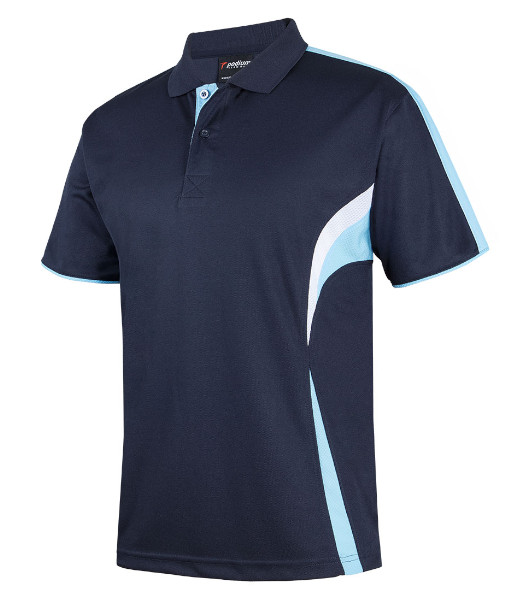 7COP JB’s Podium Cool Polo, Navy/Light Blue/White, Sizes 3XS to 5XL