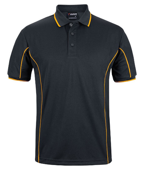 7PIP JB’s Podium Short Sleeve Piping Polo, Black/Gold, Sizes S to 5XL