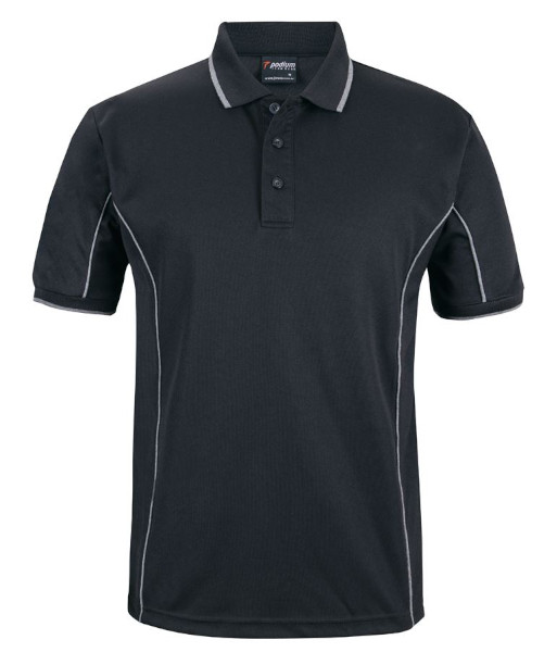 7PIP JB’s Podium Short Sleeve Piping Polo, Black/Grey, Sizes XS to 5XL
