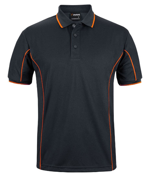 7PIP JB’s Podium Short Sleeve Piping Polo, Black/Orange, Sizes XS to 5XL