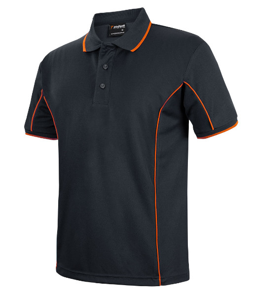 7PIP JB’s Podium Short Sleeve Piping Polo, Black/Orange, Sizes XS to 5XL