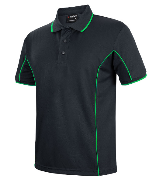 7PIP JB’s Podium Short Sleeve Piping Polo, Black/Pea Green, Sizes S to 5XL