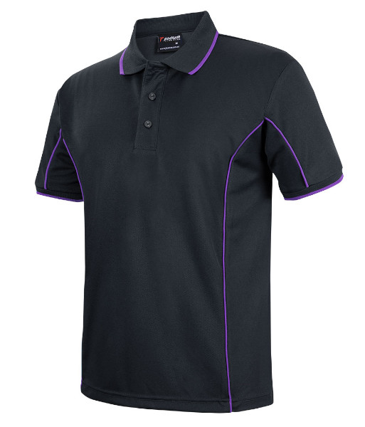7PIP JB’s Podium Short Sleeve Piping Polo, Black/Purple, Sizes S to 5XL