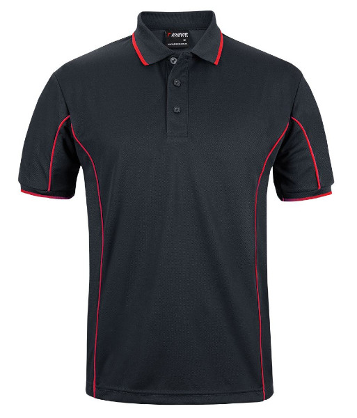 7PIP JB’s Podium Short Sleeve Piping Polo, Black/Red, Sizes XS to 5XL