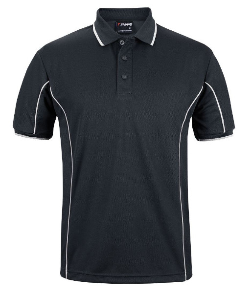 7PIP JB’s Podium Short Sleeve Piping Polo, Black/White, Sizes 2XS to 5XL