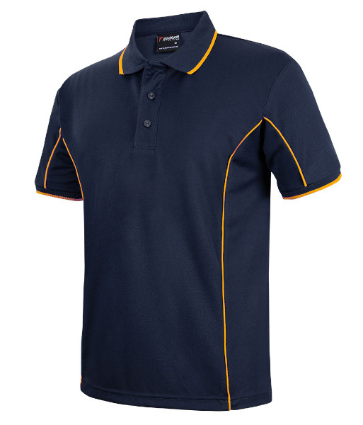 7PIP JB’s Podium Short Sleeve Piping Polo, Navy/Gold, Sizes XS to 5XL