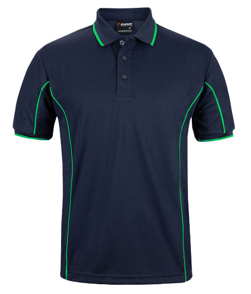 7PIP JB’s Podium Short Sleeve Piping Polo, Navy/Green, Sizes XS to 5XL