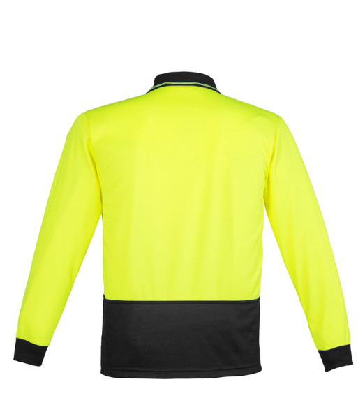 ZH232 Syzmik Unisex Hi Vis Day Only Long Sleeve Basic Polo, Yellow/Black, Sizes 2XS to 7XL