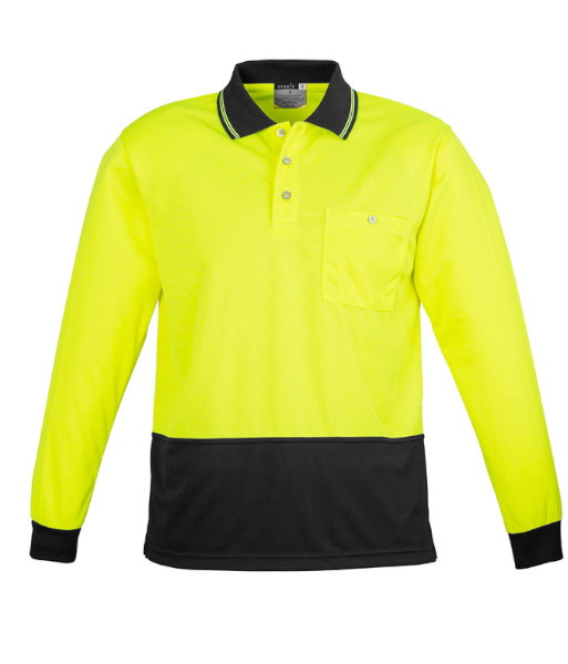 ZH232 Syzmik Unisex Hi Vis Day Only Long Sleeve Basic Polo, Yellow/Black, Sizes 2XS to 7XL