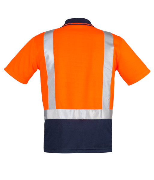 ZH233 Syzmik Mens Hi Vis Day/Night Short Sleeve Spliced Shoulder Tape Polo, Orange/Navy, Sizes S to 7XL