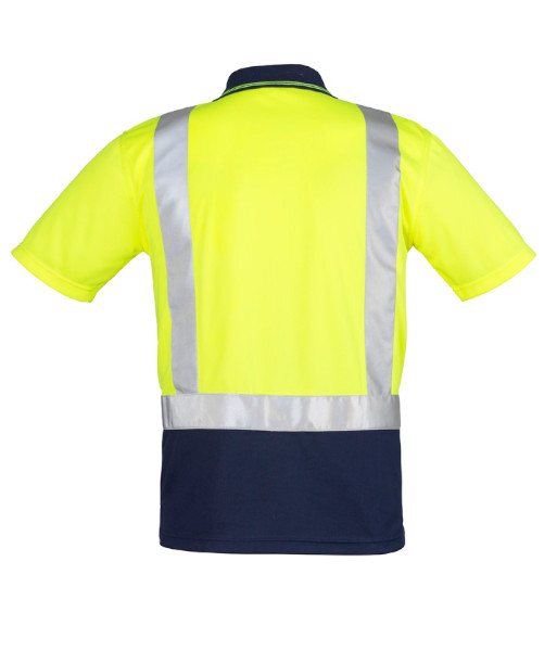 ZH233 Syzmik Mens Hi Vis Day/Night Short Sleeve Spliced Shoulder Tape Polo, Yellow/Navy, Sizes S to 7XL