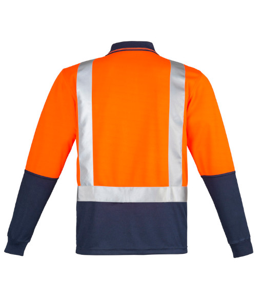 ZH234 Syzmik Mens Hi Vis Day/Night Long Sleeve Spliced Shoulder Tape Polo, Orange/Navy, Sizes S to 7XL