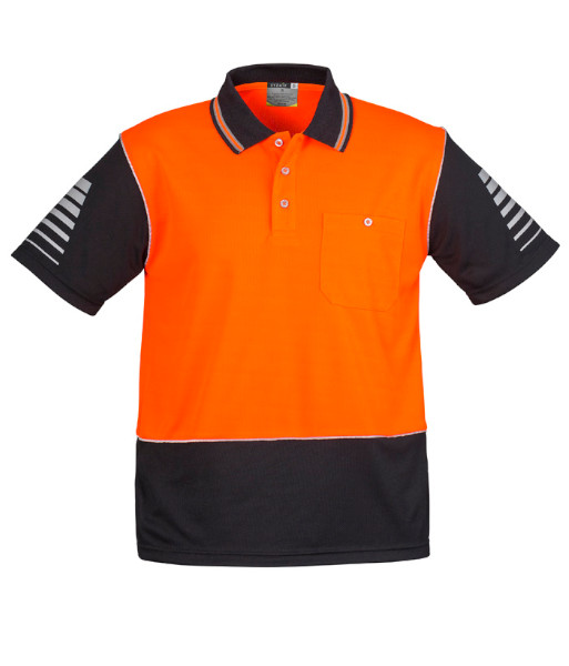 ZH236 Syzmik Mens Hi Vis Day Only Short Sleeve Zone Polo, Orange/Black, Sizes S to 7XL