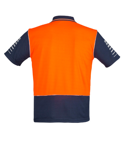 ZH236 Syzmik Mens Hi Vis Day Only Short Sleeve Zone Polo, Orange/Navy, Sizes S to 7XL